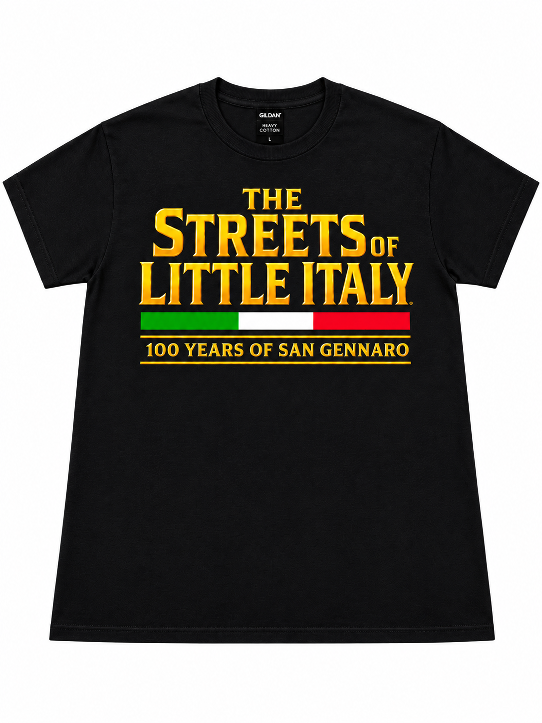 Streets of Little Italy — 100 Years of San Gennaro Black T-Shirt